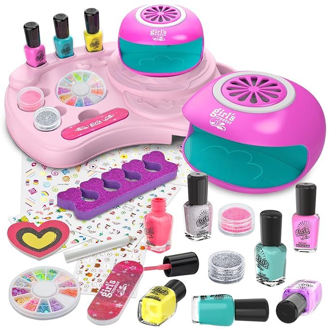 Amagoing Nail Polish Kit for Girl Ages 6-12, Kids Nail Art Salon Set with Nail Dryer, Peelable Gl... | Amazon (US)