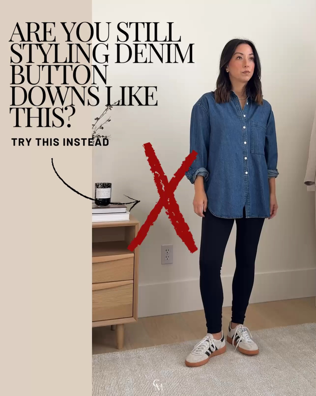Denim shirts are so much more versatile than pairing them with leggings. A few easy swaps can make them feel so much more intentional.

Look 1:
AYR denim shirt xs 
Gap factory linen pants petite xs 
Amazon socks 
Everlane cashmere sweater xs 
Adidas Samba sneakers 4 men’s - linked similar
Quince bucket bag 
Polo Ralph Lauren hat 
Electric Picks earrings 
Dorsey James necklace 15”

Look 2:
Aritzia shirt small (could wear medium) - old, linked similar
Aritzia dress small 
Zara loafers 5 - old, linked similar
DeMellier bag 
Celine sunglasses 
Dorsey James necklace 15" 
J.Crew earrings - old 

Look 3:
Ayr shirt xs 
Recreational Habits shorts medium 
Adidas sneakers 4.5 men’s 
J.crew tote - old, linked similar

Look 4:
AYR Denim shirt xs 
Citizens of Humanity Ayla Jeans 24 - size down 
Loeffler Randall ballet flats 5.5 
The Hunting Season tote - sold out, linked similar
Everlane cotton sweater xs 
Celine sunglasses 
Dorsey James necklace 15" 
Quince earrings

Look 5:
AYR denim shirt xs
Velvet Barrel pants 25 - sold out, linked similar
Everlane cashmere sweater xs 
Everlane ballet flats 5 - old, linked similar
Mansur Gavriel tote 
Celine sunglasses 

Look 6:
AYR button down xs 
Everlane curve Jean 26 - sized up and cut hems. 
Staud netted flats 35 
Everlane cottons sweater xs 
J.crew raffia bag 
Dorsey James necklace 15” 
Quince earrings 
Celine sunglasses

#LTKmomlife #LTKPetite