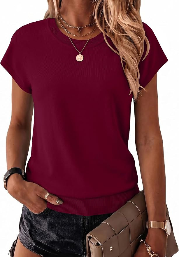 Zeagoo Sweaters for Women Tops Short Sleeve Crewneck Basic Fashion Clothing | Amazon (US)