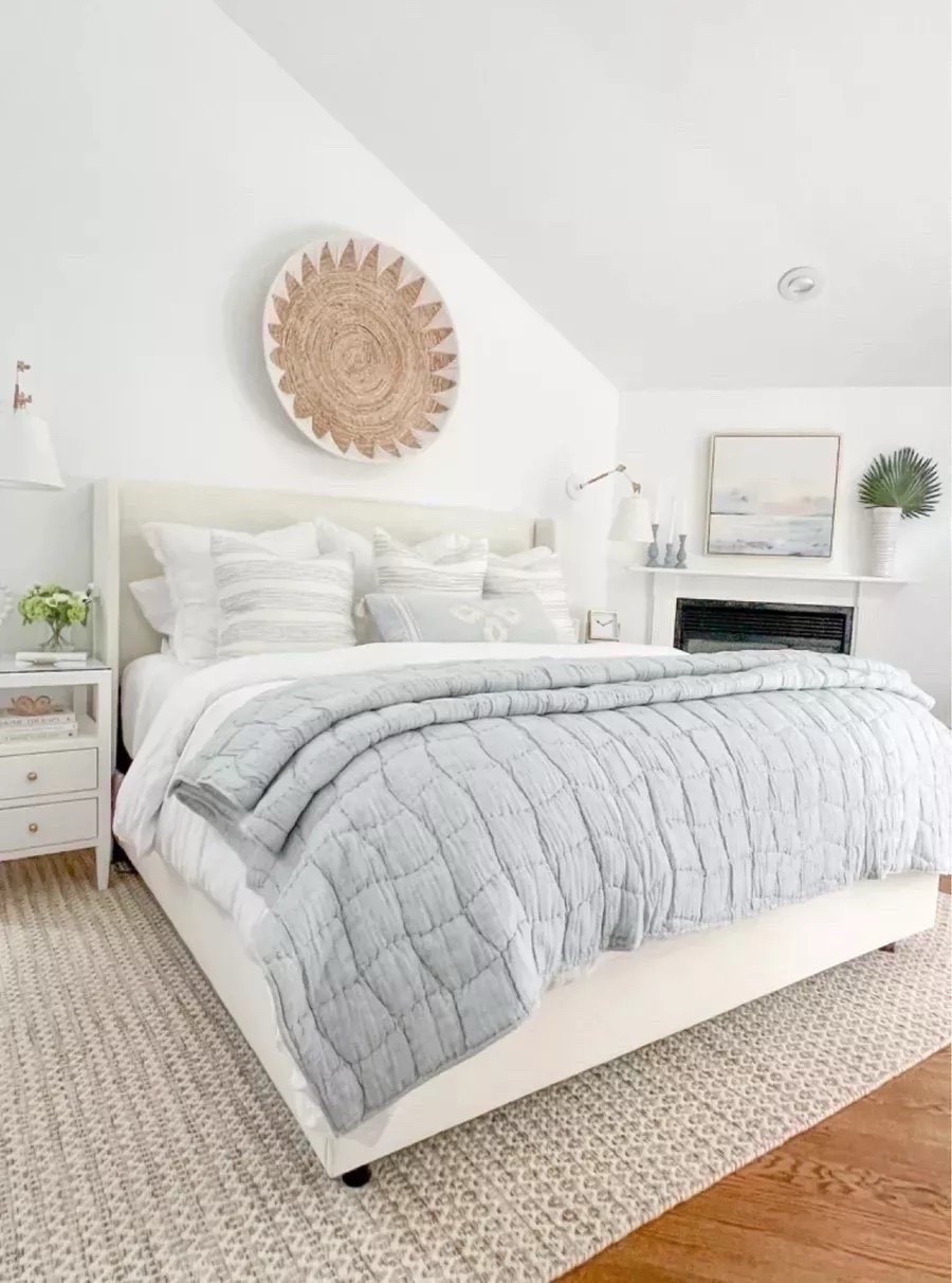 My primary coastal bedroom! 
-
coastal home decor, coastal bedroom ideas, coastal bedding, linen bedding, primary bedroom ideas, beach house bedrooms, pottery barn quilts, blue quilts, coastal quilts, pottery barn duvet covers, down comforters, blue & white pillows, serena & lily pillows, bedroom sconces, bedroom lighting, wall baskets, art for over bed, bedroom rugs, 8x10 rugs, 9x12 rugs, 10x14 rugs, neutral rugs, coastal artwork, beach artwork, coastal abstract artwork, ballard designs artwork, nightstand decor, white nightstands, white nightstands, wayfair nightstands, white beds, Tilly bed, wayfair beds, upholstered beds, king beds on sale, serena & lily sconces, white sheets, bedding ideas, comforters, wayfair rugs


#LTKHome