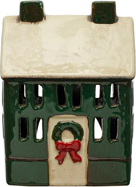 Creative Co-Op 4' L x 3-1/4'W x 5-1/2'H Hand-Painted Stoneware House, Reactive Glaze, Green, Crea... | Amazon (US)