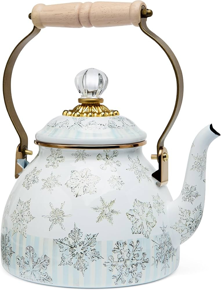 MACKENZIE-CHILDS 2-Quart Enamel Tea Kettle, Cute Tea Kettle for Stovetop, Winter Palace | Amazon (US)