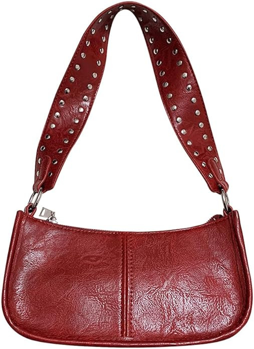 Shoulder Bags for Women Red Purse Burgundy Purse 90s Y2k Bag Studded Shoulder Crossbody Bag Trend... | Amazon (US)