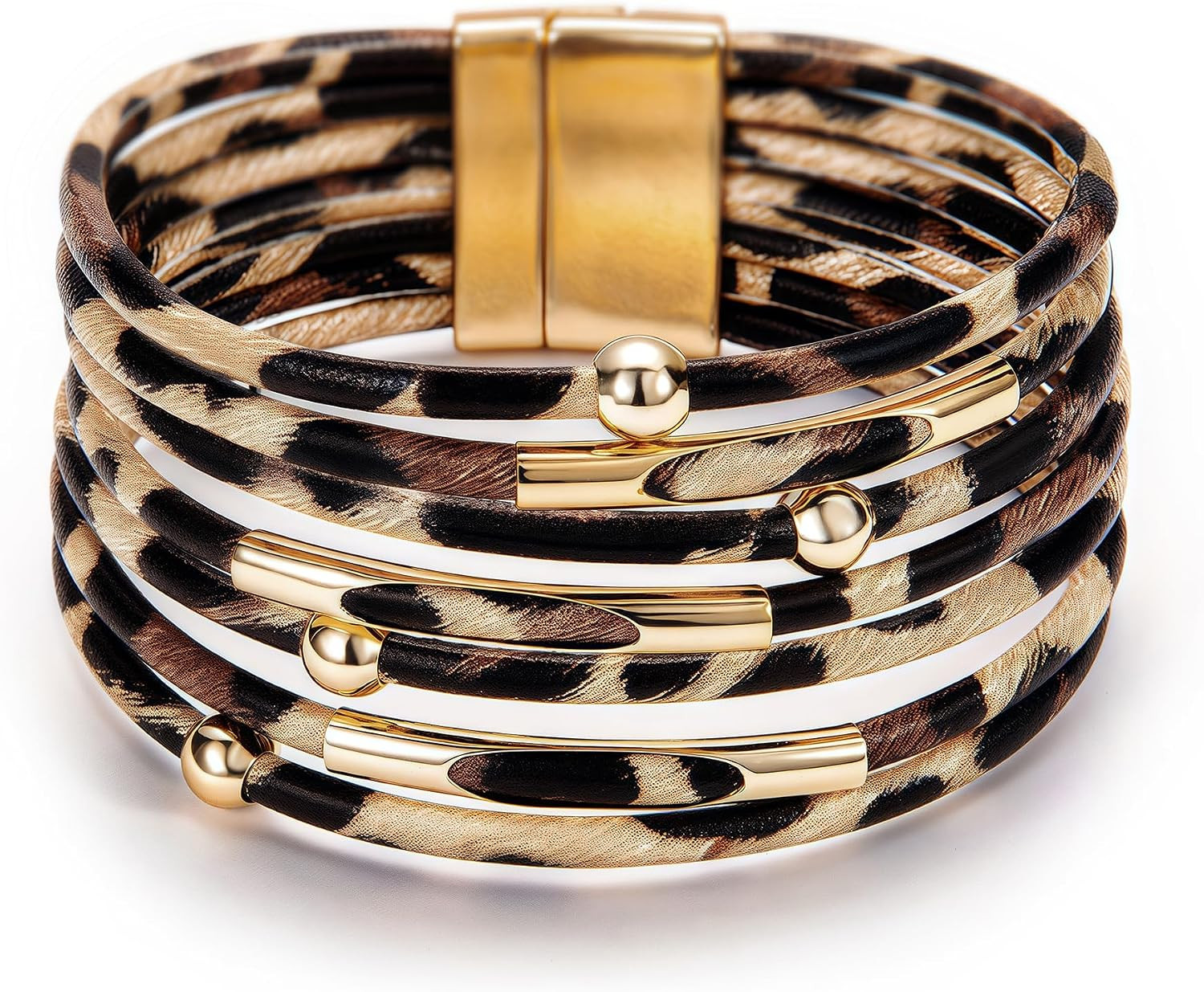 Fesciory Leather Wrap Bracelet for Women, Boho Western Stacked Cuff Jewelry | Amazon (US)
