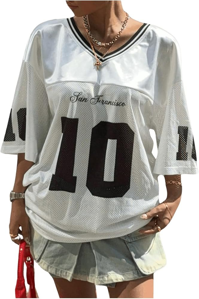 Floerns Women's Camo Print Team Sports T Shirts V Neck Basketball Jersey Tee Shirts | Amazon (US)