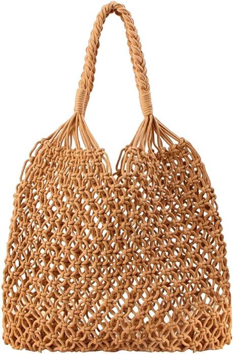 Nice Pies Women's Beach Straw Handbag Woven Tote Fishing Net Beach Bag Large Capacity Mesh Rope C... | Amazon (US)