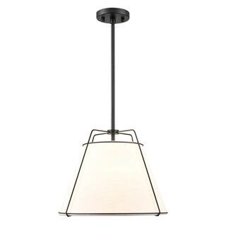 Light Society Lise 15 in. 1-Light Black Chandelier with Fabric Shade LS-C554-BLK | The Home Depot