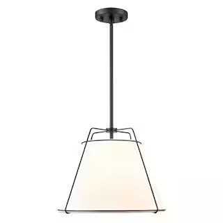 Light Society Lise 15 in. 1-Light Black Chandelier with Fabric Shade LS-C554-BLK - The Home Depot | The Home Depot