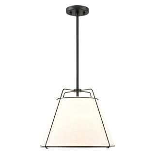 Light Society Lise 15 in. 1-Light Black Chandelier with Fabric Shade LS-C554-BLK - The Home Depot | The Home Depot