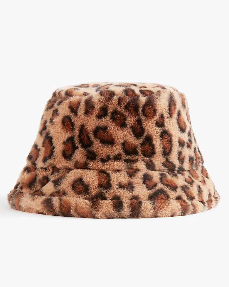 Faux-fur leopard bucket hat | J.Crew Factory