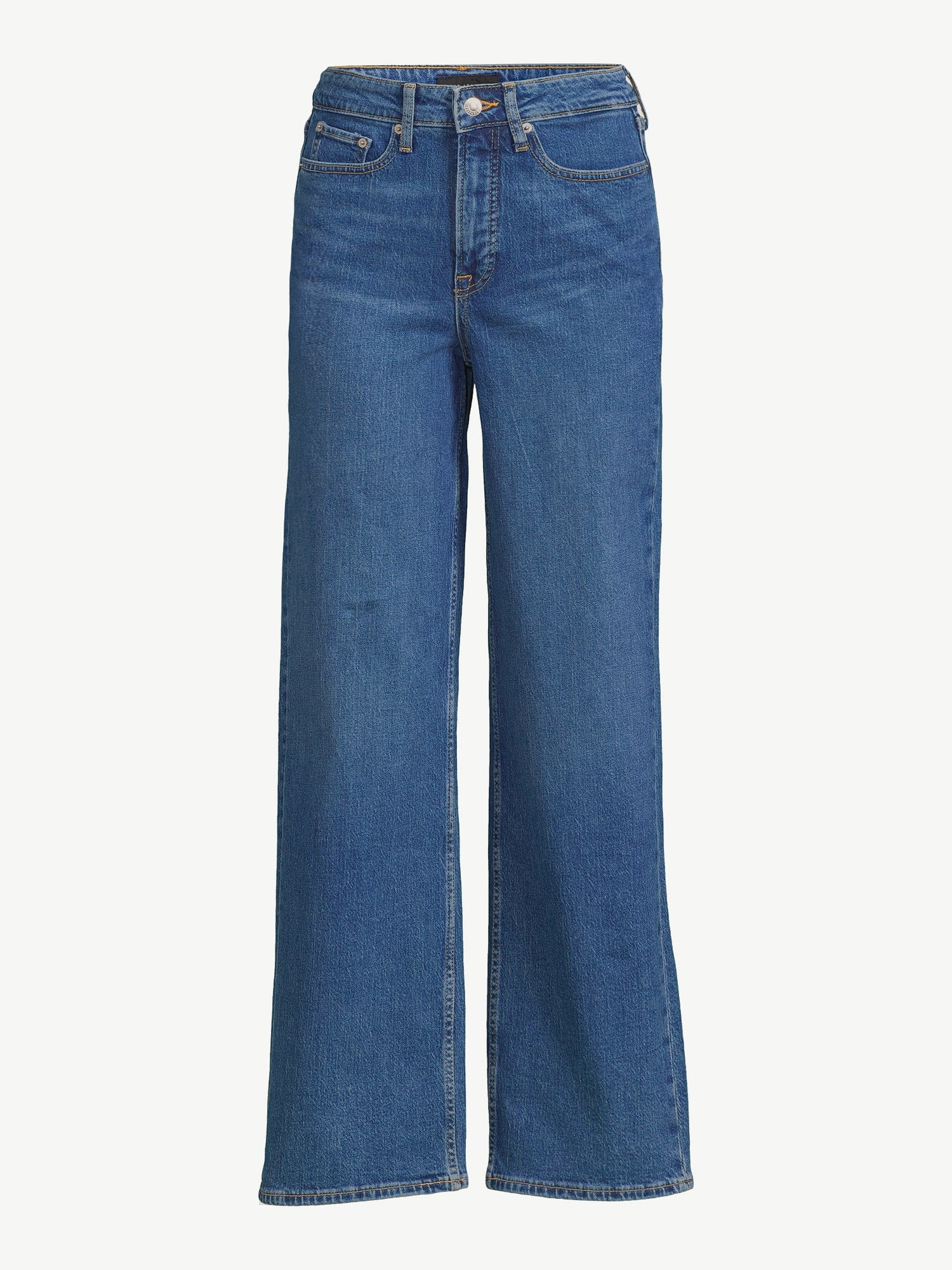 Free Assembly Women's High Rise 70’S Full Wide Leg Straight Jeans - Walmart.com | Walmart (US)