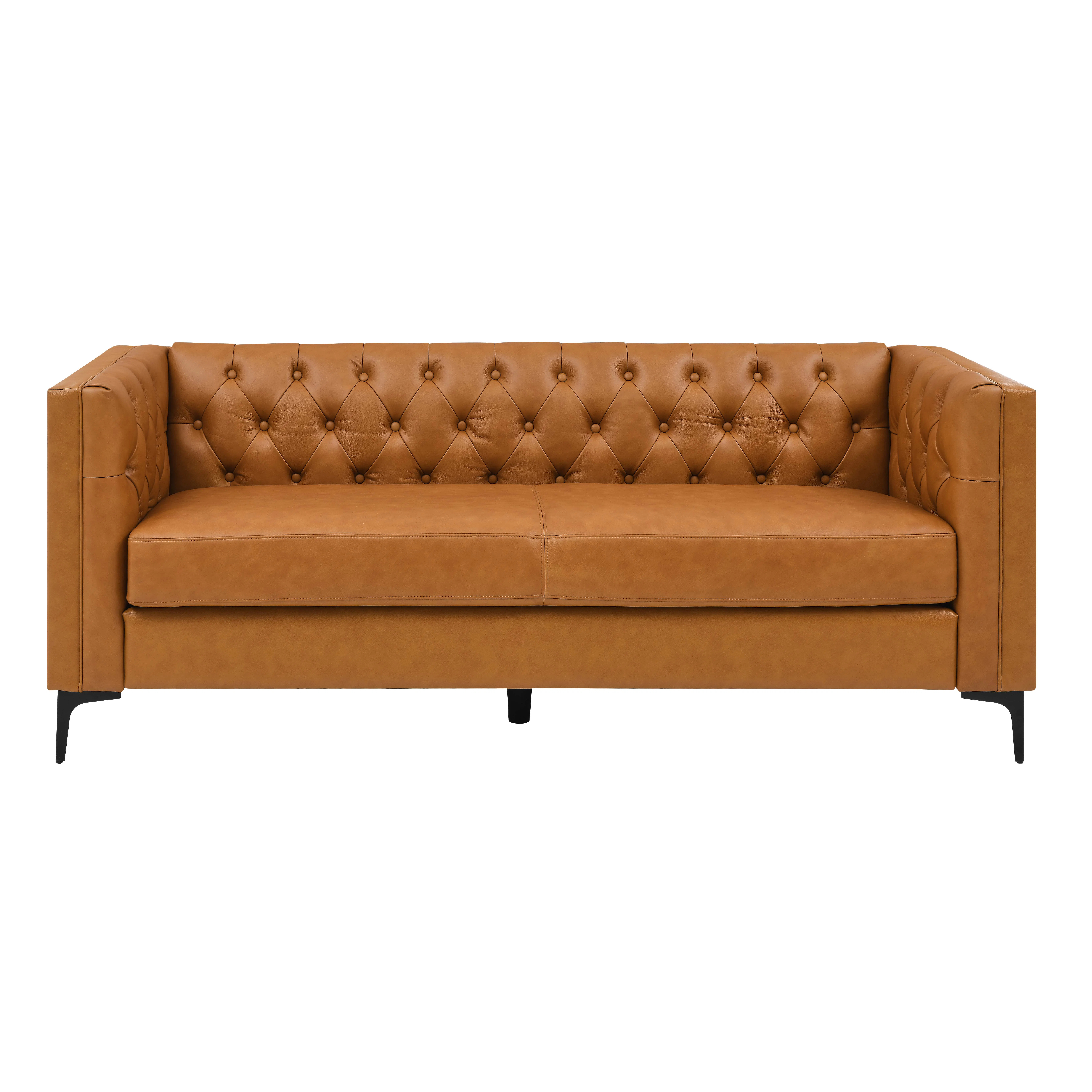78" Mid Century Modern Geniune Leather Luxury Chesterfield Sofa | Wayfair North America