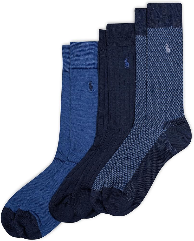 POLO RALPH LAUREN Super Soft Birdseye Dress Crew Socks - 3 Pair Pack - Signature Embroidered Pony... | Amazon (US)