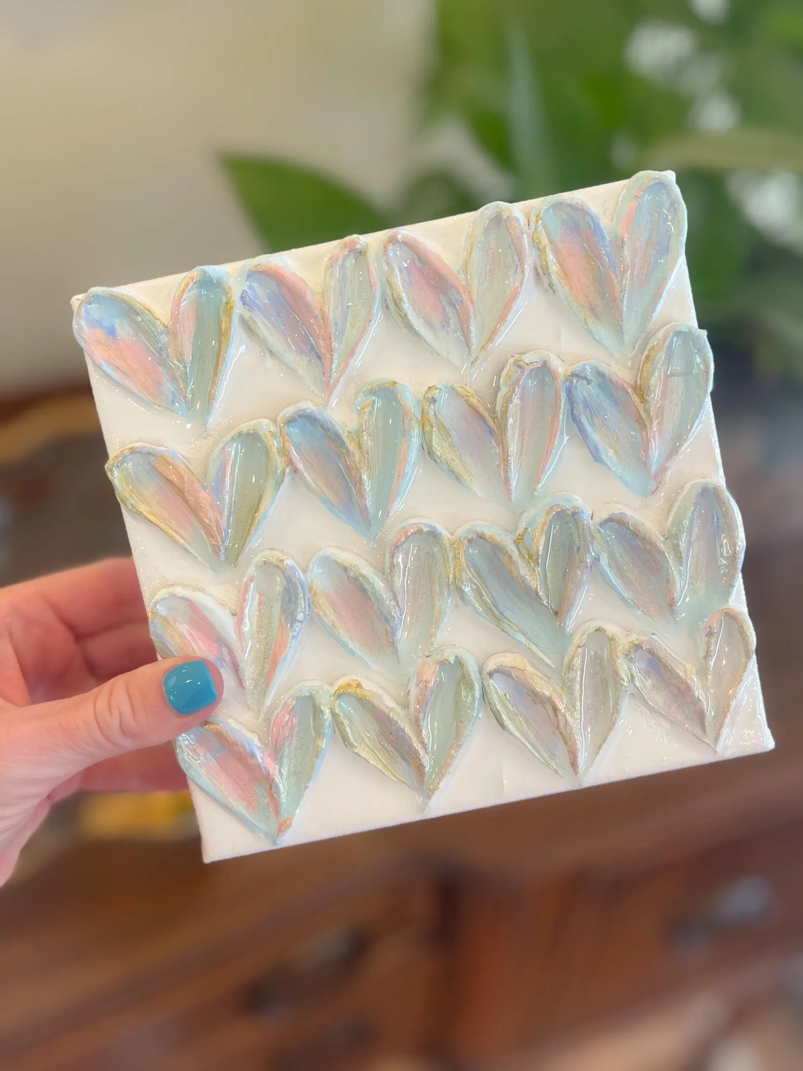 6x6in Heart Canvas | Pastel Heart Painting on Canvas | Heart Painting Shelf Decoration | Baby Sho... | Etsy (US)