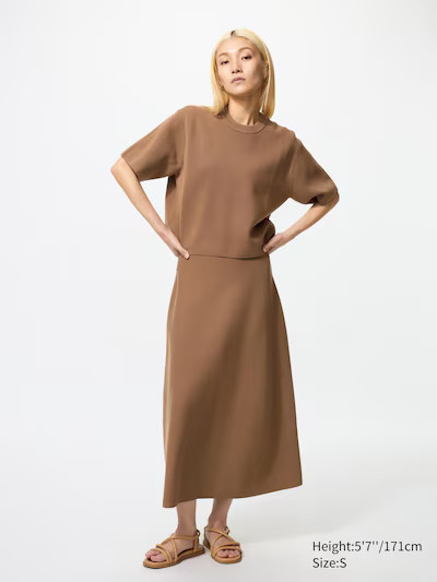 Washable Milano Ribbed Flare SkirtColour: 35 BROWNSize: Women SXXSXSSMLXLXXLFind my sizeGet help ... | UNIQLO (UK)