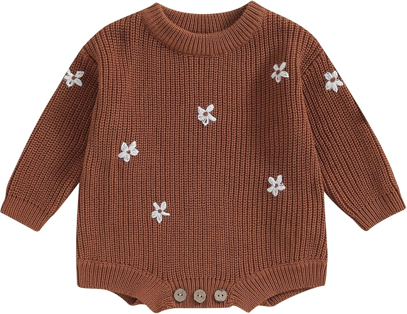 SAYOO Baby Sweater Romper Toddler Girl Oversize Embroidery Knit Pullover Sweater Warm Sweatshirt ... | Amazon (US)
