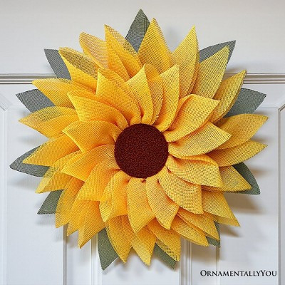Charming Burlap Sunflower 22" Wreath, Vintage Front Door Decor with Rustic Farmhouse Style| OrnamentallyYou | Target