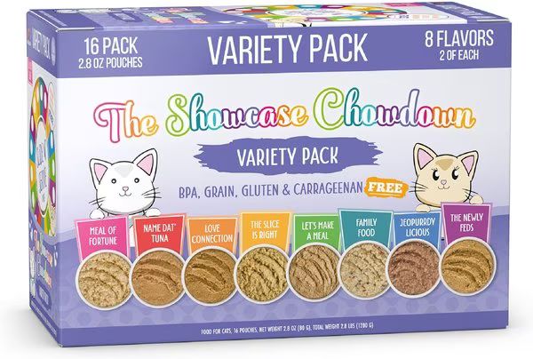 Weruva Slide N' Serve The Showcase Chowdown Variety Pack Pate Grain-Free Cat Food Pouches | Chewy.com