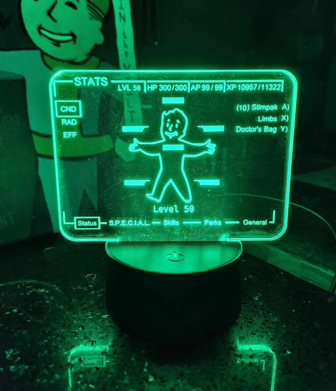 Fallout Pipboy Stat Screen. Customizable, LED Acrylic Light, Fallout Light, Pipboy, Video Game Li... | Etsy (US)
