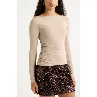 Open Edit Ruched Side Top in Black at Nordstrom, Size X-Large | Nordstrom