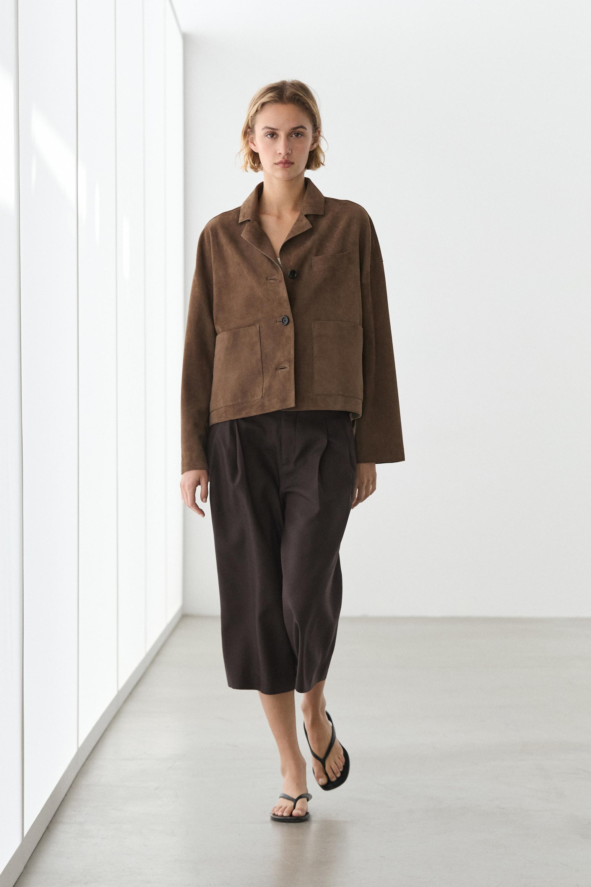 Flowing suede leather jacket | Massimo Dutti US