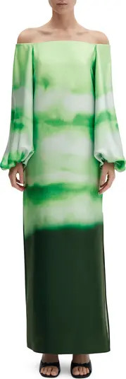 Tie Dye Off the Shoulder Long Sleeve Maxi Dress | Nordstrom