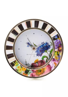 MacKenzie-Childs Flower Market Silver Plated Round Desk Clock | Belk
