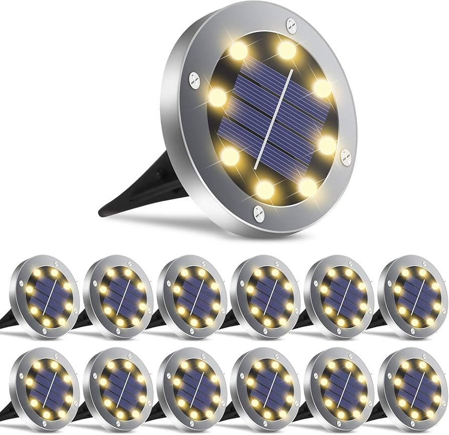 OULONGER Solar Lights Outdoor Waterproof, 12 Pack Solar Ground Lights with Large Capacity Battery... | Amazon (US)