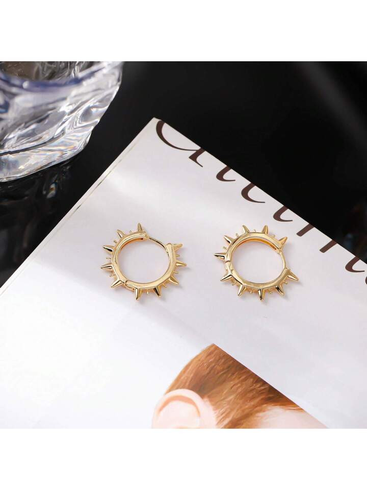 1pair Punk Y2k Copper Spike Decor Ear Cuff Earrings For Neutral Women, Daily Life, Casual Wear, C... | SHEIN
