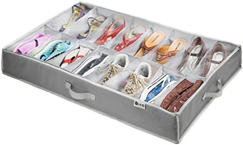 Under Bed Shoe Storage Organizer - TEAR-RESISTANT Heavy Duty 600D Material - Shoe Organizer Under... | Amazon (US)