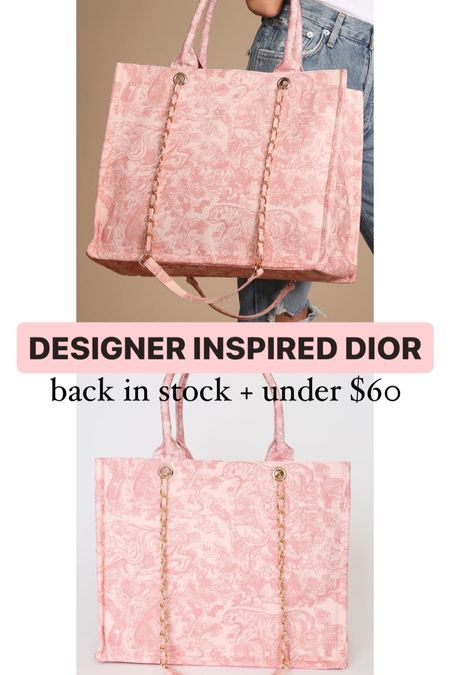 Pink toile print tote bag / pink toile / Dior inspired tote bag / designer inspired bag / pink travel tote bag 

#LTKstyletip #LTKtravel #LTKSeasonal