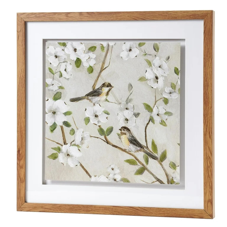 Crystal Art Gallery - Birds and Flowers Framed Floral Wall Art Farmhouse Decor - 17" x 17" | Walmart (US)