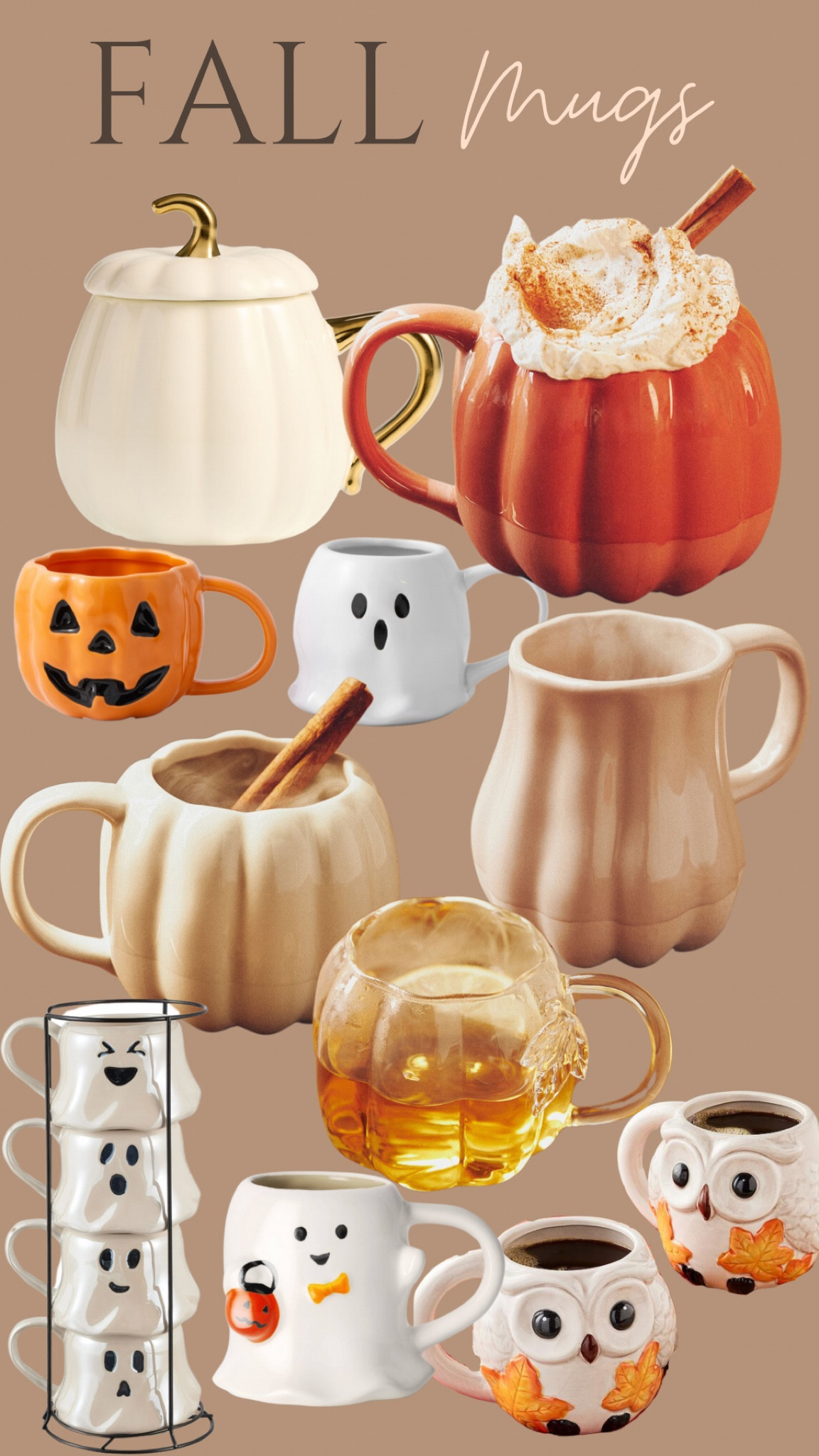Fall mugs/ Halloween mugs👻🎃🍂🤎🧡🍁