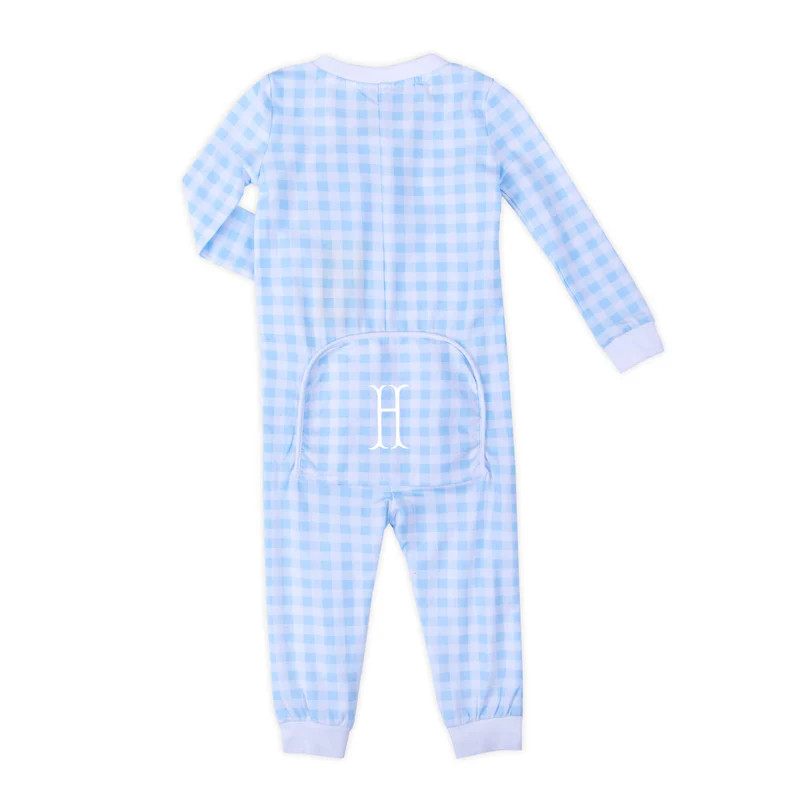 Bunny Garden Blue Check Zip Sleeper | Classic Whimsy