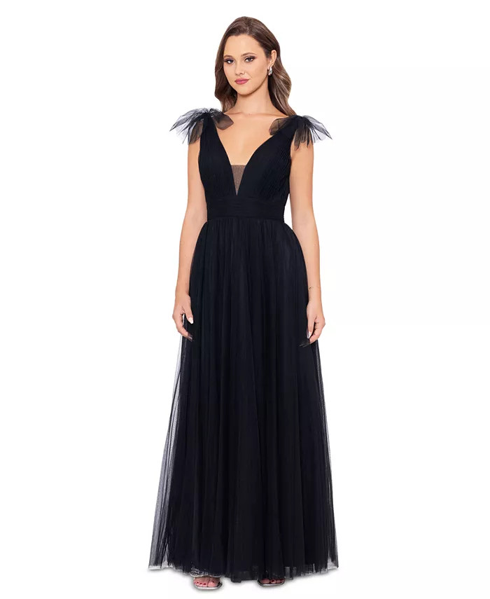 Women's V-Neck Sleeveless Chiffon Gown | Macy's
