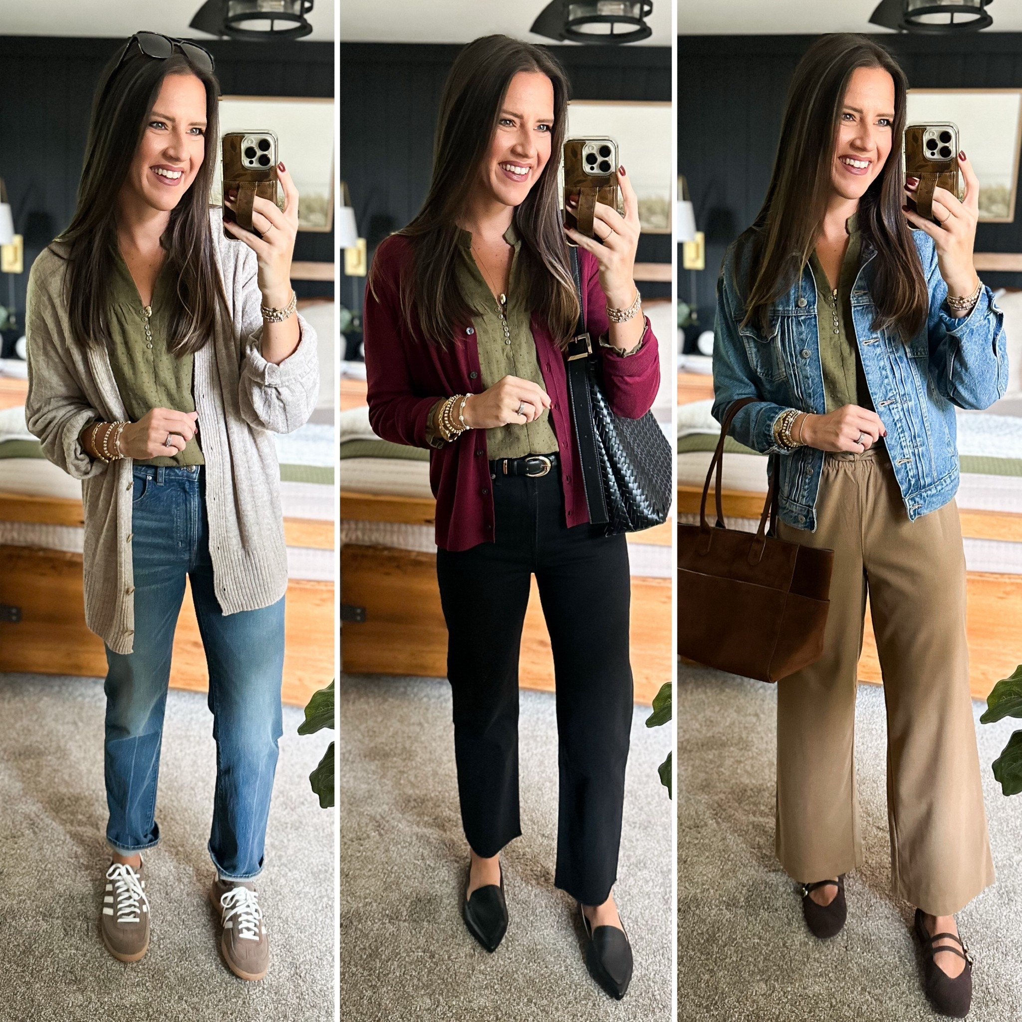 Fall Capsule Wardrobe - Olive Blouse (size small) 