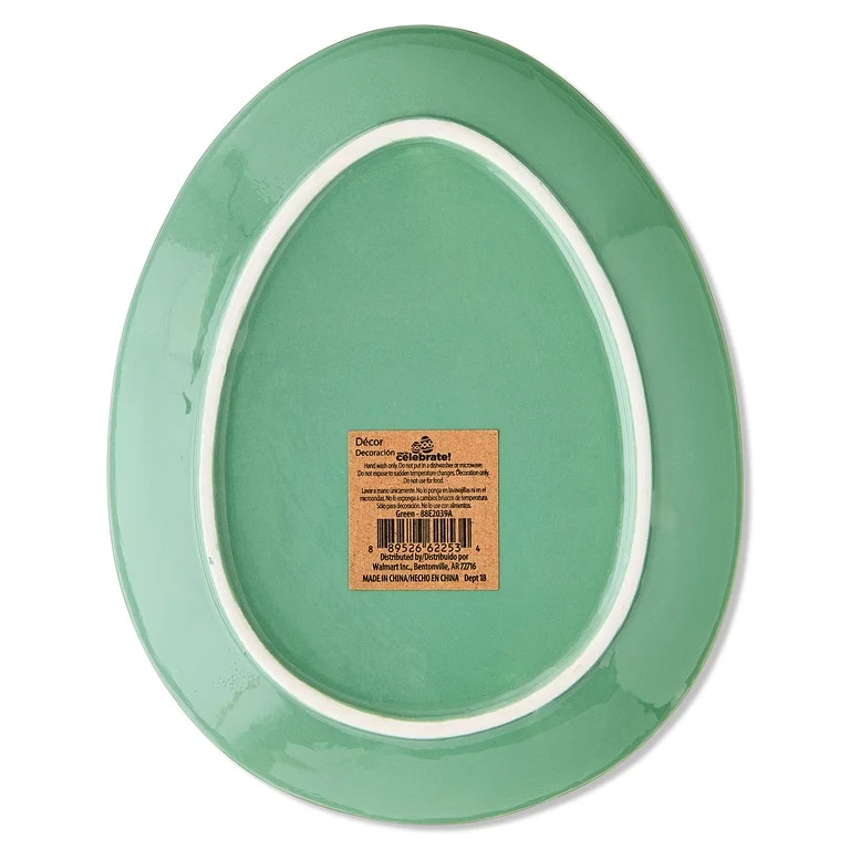 Dolomite Oval Bunny Plate Decoration, Green and White, 6.5" x 8", Easter by Way To Celebrate | Walmart (US)