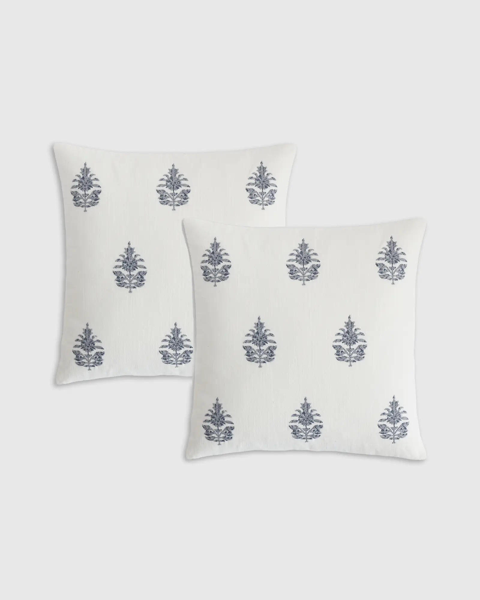 Block Print Embroidered Linen Pillow Cover - Set of 2 | Quince