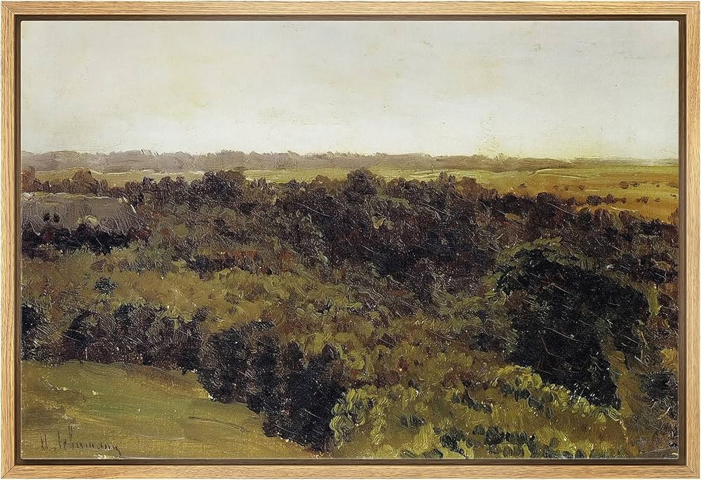 MUDECOR Framed Canvas Print Wall Art Brown & Green Watercolor Forest Landscape Nature Wilderness ... | Amazon (US)