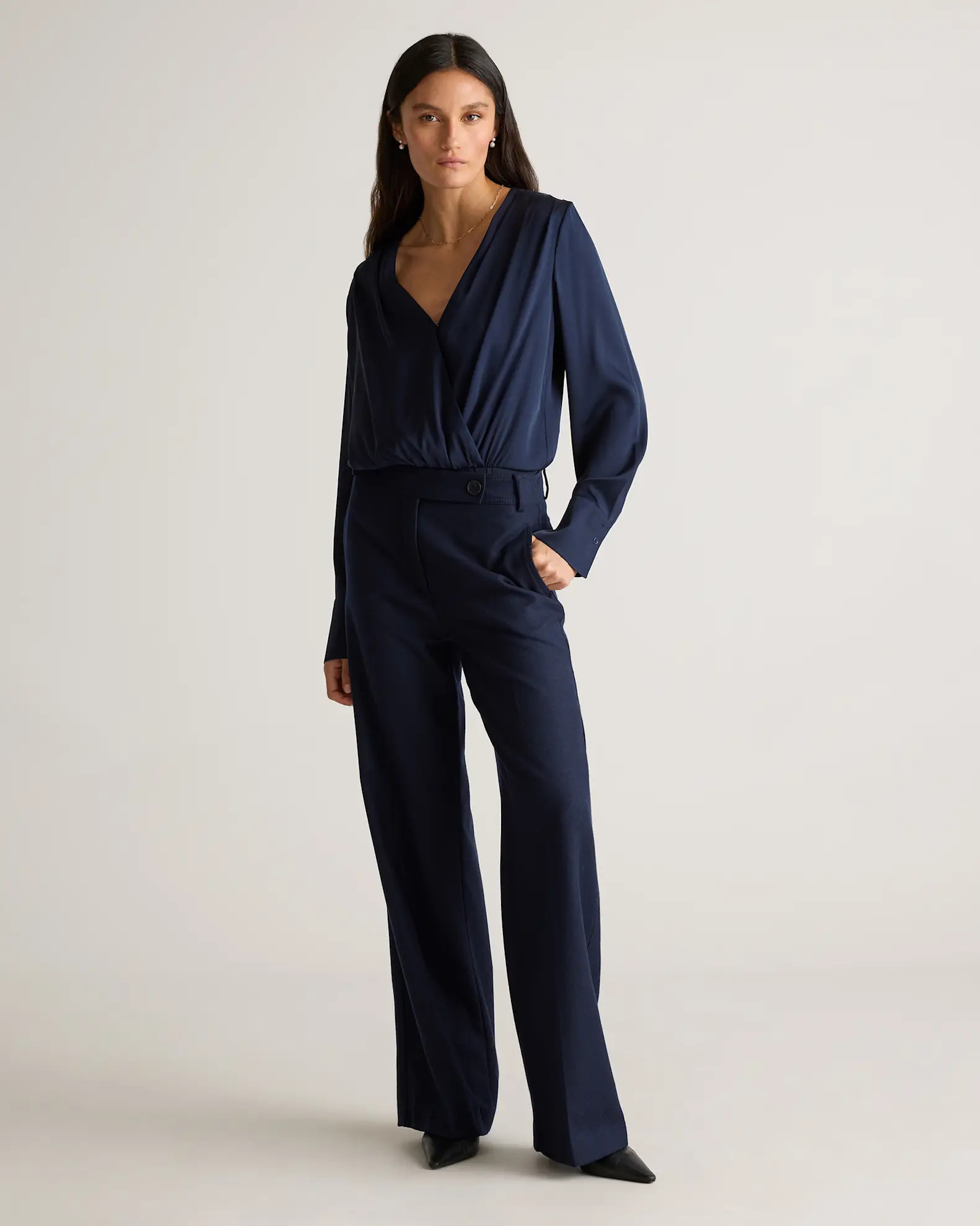 Washable Stretch Silk Surplice Bodysuit | Quince