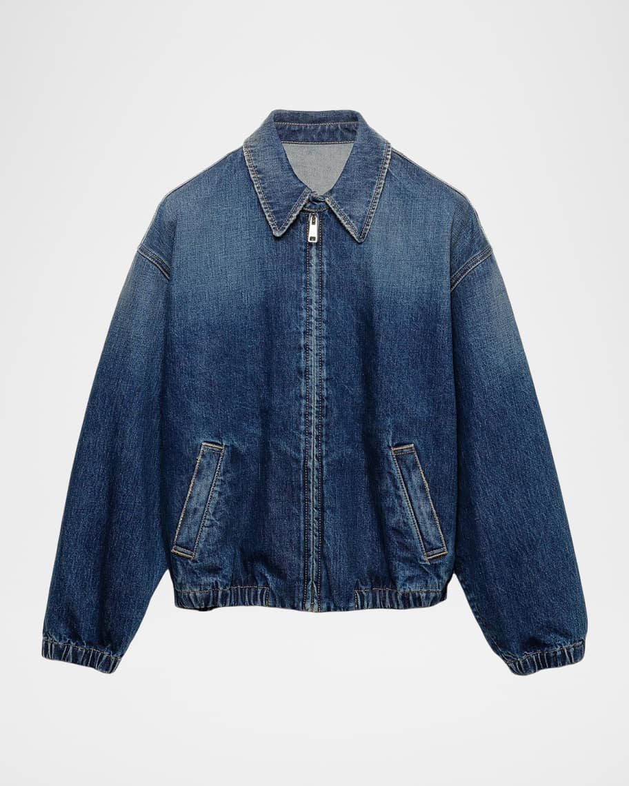 Washed Denim Blouson Jacket | Neiman Marcus