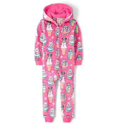 The Children's Place Girls Long Sleeve Winter Dessert Fleece One Piece Pajamas Pink L (10/12) | Target