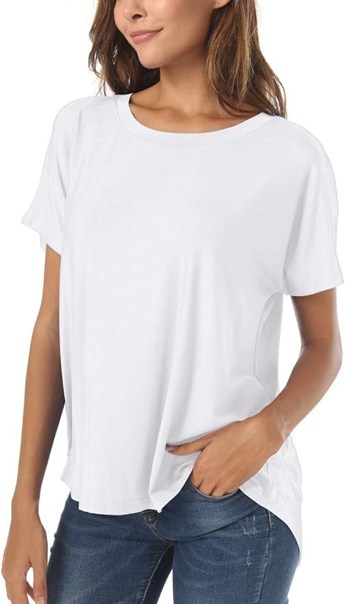 Herou Casual Summer Short Sleeve High Low Loose T Shirt Basic Tees Tops for Women | Amazon (US)