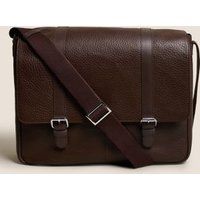 M&S Mens Leather Messenger Bag - 1SIZE - Brown, Brown,Black | Marks & Spencer (UK)