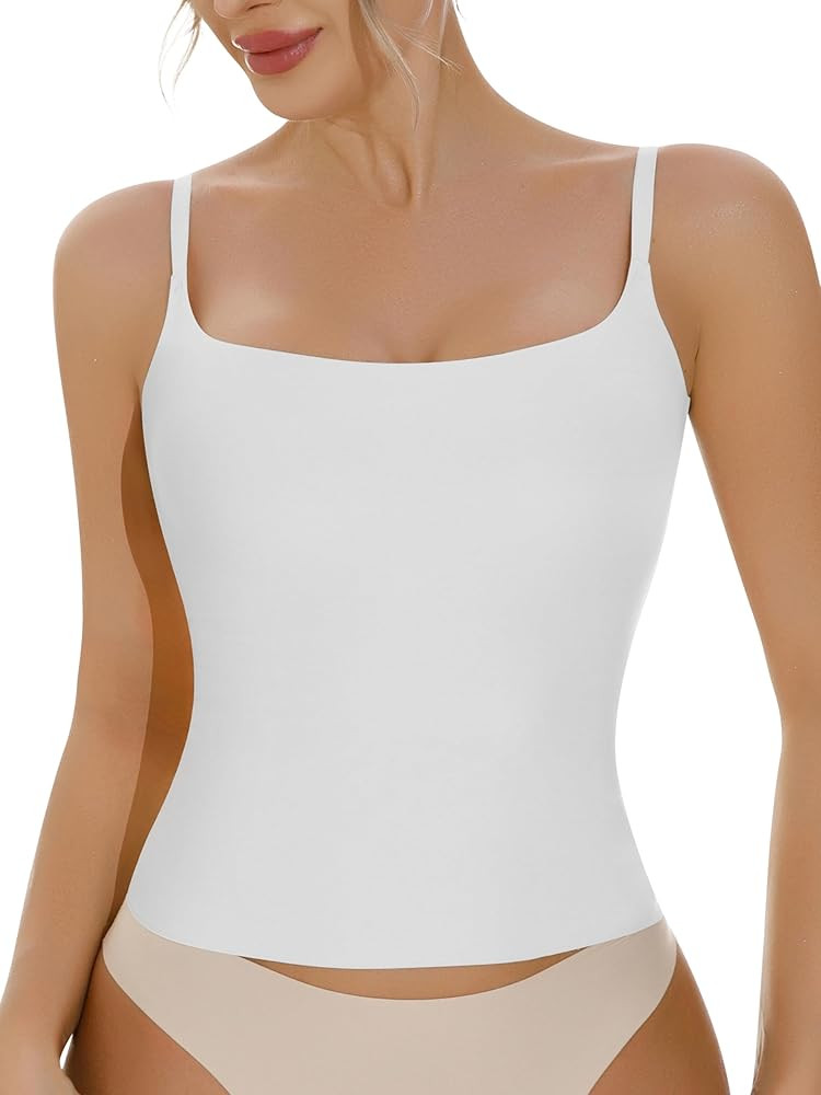 Artdear Women's Square Neck Tank Top Basic Spaghetti Straps Camisole Sexy Summer Cami Crop Tops A... | Amazon (US)