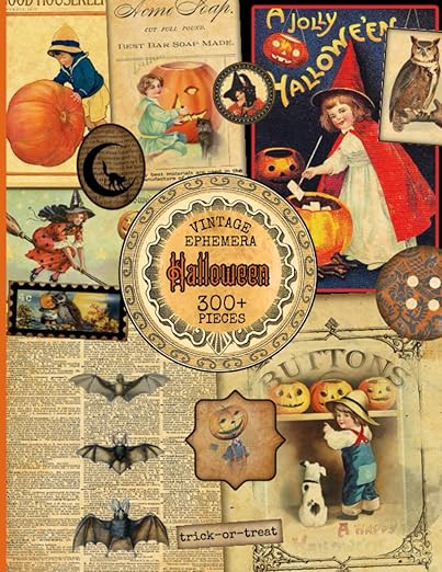 Vintage Halloween Ephemera: 300+ Spooky Halloween Elements, Tags, Stamps, Cards & More For Cut Ou... | Amazon (US)