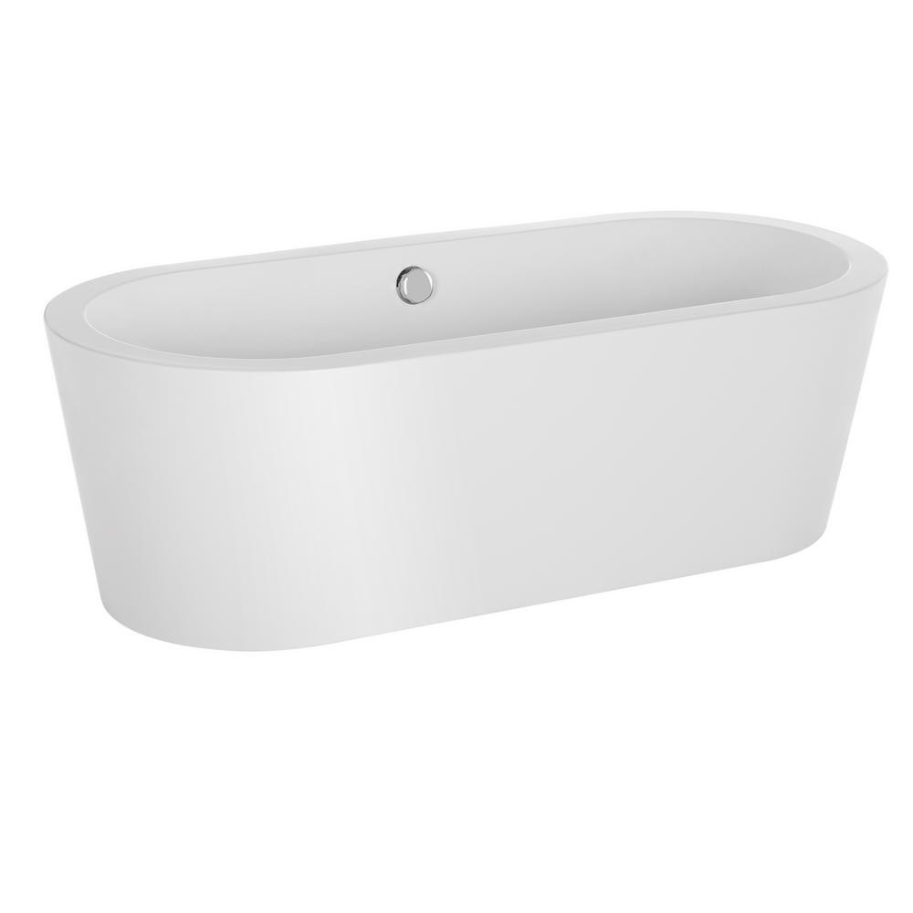 Empava 59 in. Freestanding Bathtub Stand Alone Flatbottom Soaking SPA Tub Custom Contemporary Des... | The Home Depot