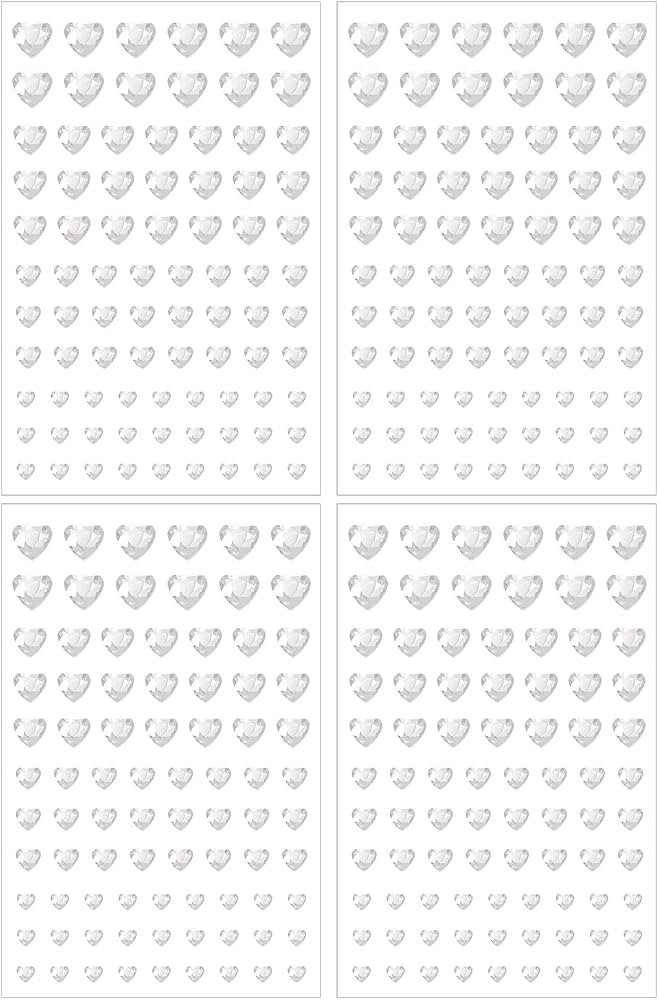 Shapenty 4 Sizes 6mm 8mm 10mm 12mm Acrylic Heart Rhinestones Stickers Crystal Gems Stickers for V... | Amazon (US)