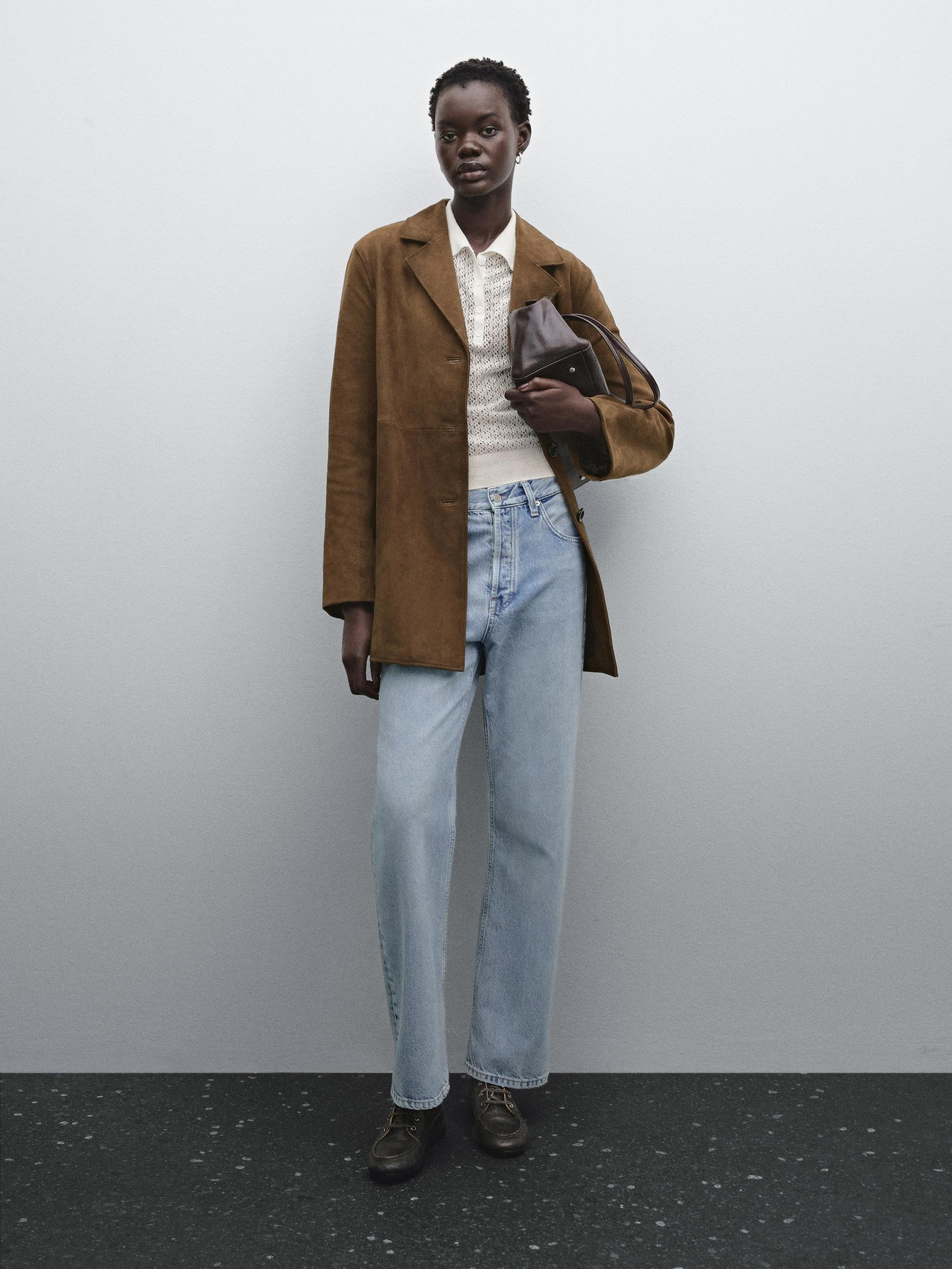 Gefütterter Mantel aus Wildleder | Massimo Dutti DE