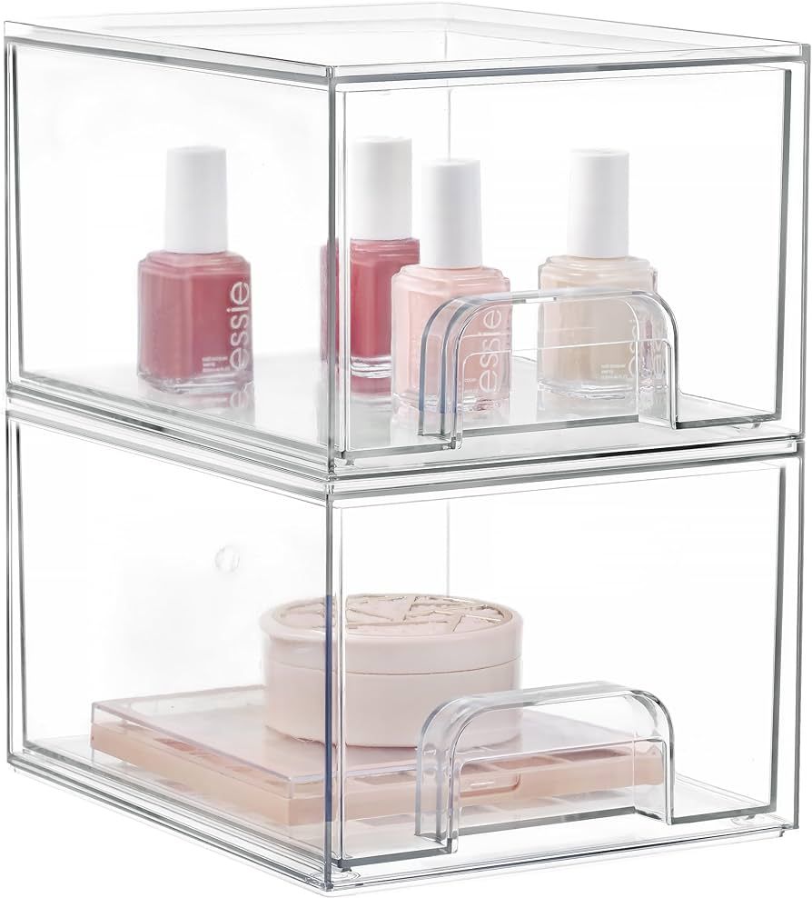 Vorey 2 Pack Stackable Makeup Organizer Storage Drawers, Acrylic Organizers, Clear Plastic Storag... | Amazon (US)